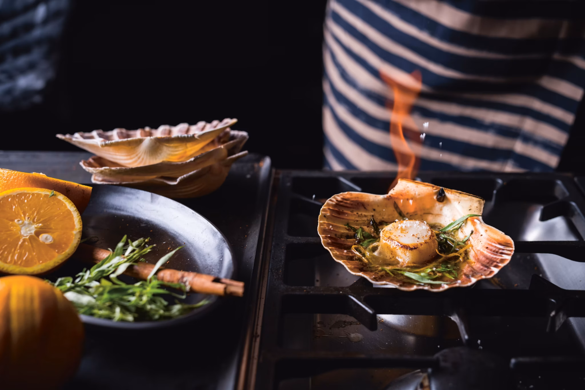 Coquilles met dragon-sinaasappelboter