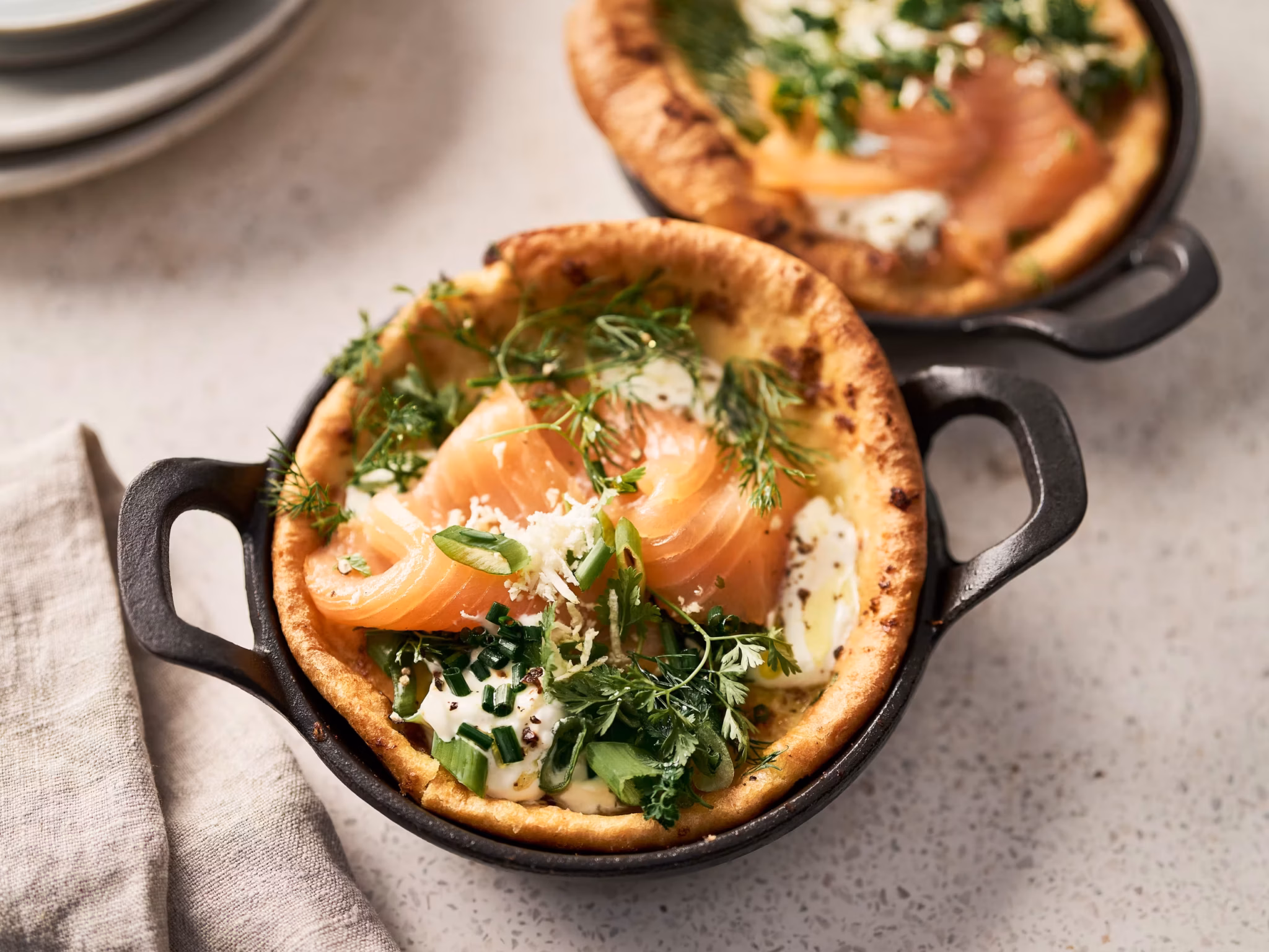 Pannekoeken uit de oven met gerookte zalm